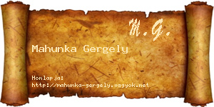 Mahunka Gergely névjegykártya